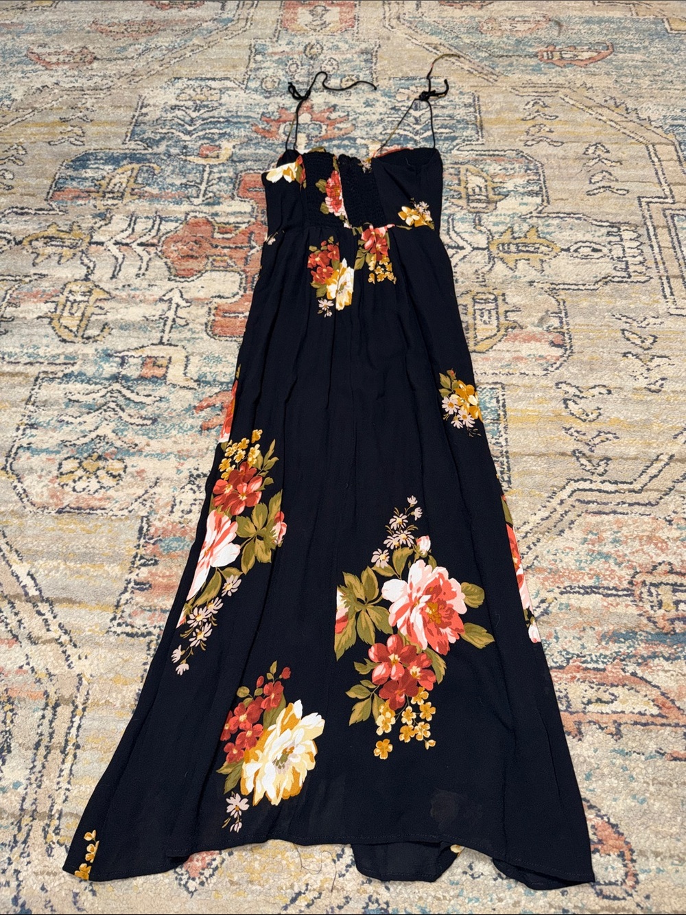 Reformation Kourtney Black Floral Tie-Strap Maxi Dress - Picture 4 of 4